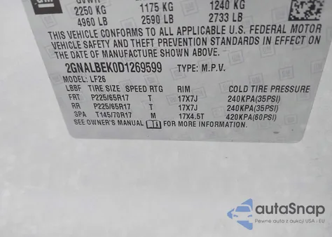 2013 Chevrolet Equinox Ls из США, поврежденный, VIN 2GNALBEK0D1269599